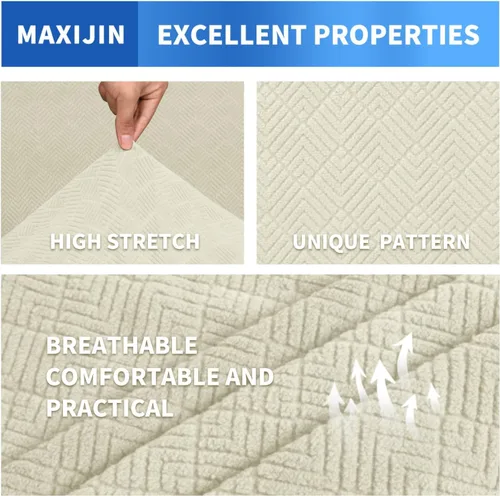 Vista 2 de MAXIJIN 2 piezas de fundas para silla con brazos, funda para silla de sofá para sala de estar, funda elástica para perros para una silla con 1 cojín