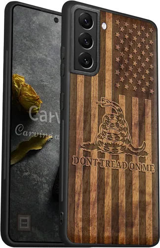 Vista 10 de Carveit Funda de madera para Galaxy S22 [madera natural y TPU suave] a prueba de golpes, diseño de madera compatible con Samsung S22