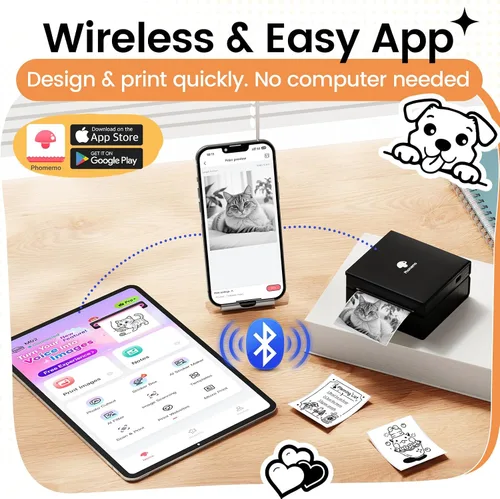 Vista 9 de Phomemo Mini Impresora de Calcomanías - Máquina Impresora de Calcomanías Mini M02, Cápsulas de Impresión Adecuadas para Bricolaje Creativo, Diarios