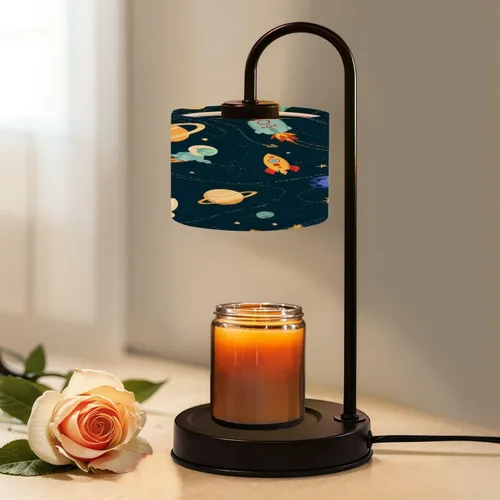 Vista 11 de Lámpara calentadora de velas con temporizador y atenuador, sin costuras, osos de peluche, nubes, luna, estrellas, acuarela, dibujada a mano, cera