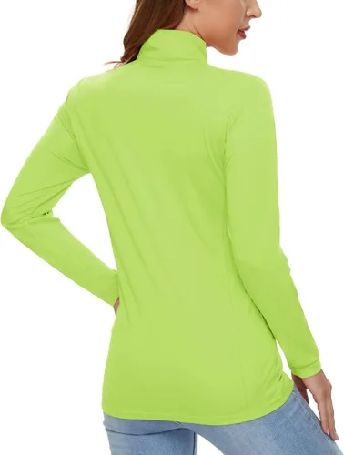 Vista 3 de CRYSULLY Camisas de manga larga para mujer, protección solar, cremallera de 14, de verano, de secado rápido