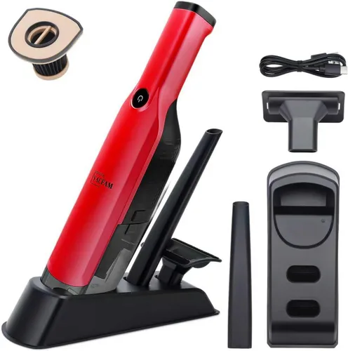 Vista 7 de Aspiradora de mano inalámbrica, succión de alta potencia de 15KPA, carga rápida USB, aspiradora de automóvil con base de almacenamiento, quitapolvo