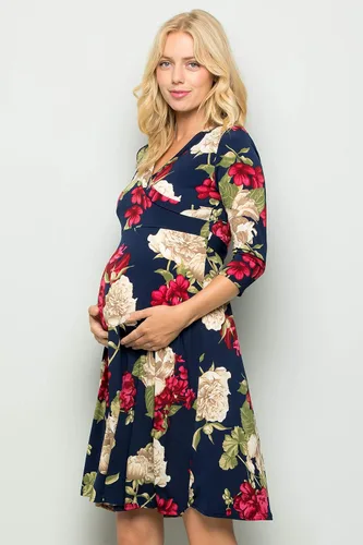 Vista 5 de My Bump Vestido de maternidad floral para mujer (fabricado en Estados Unidos)