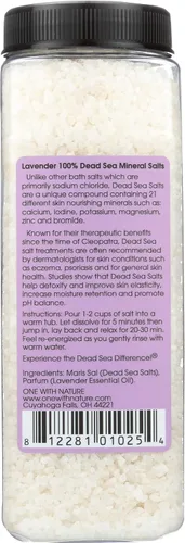 Vista 3 de One with Nature Dead Sea Spa, Sales Minerales, Relajante, Lavanda, 32 oz (907 g)