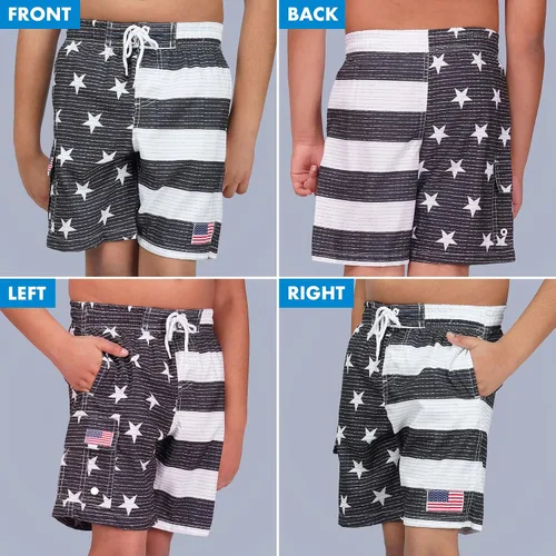 Vista 6 de North 15 Traje de baño para niños, traje de baño con bandera de Estados Unidos, traje de baño de playa de secado rápido, traje de baño