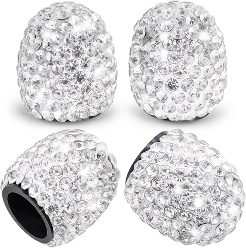Vista 12 de 4 tapas de válvula de vástago de neumático de diamantes de cristal brillante, a prueba de polvo, tapas universales para válvulas de neumáticos