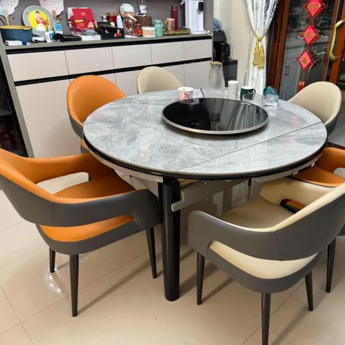 Vista 8 de YVYKFZD Leather Dining Chairs, Leisure Kitchen Chairs Set, Upholstered Dining Room Chairs with Backrest, Lounge Armchair Comfy Side Chair, for Brown