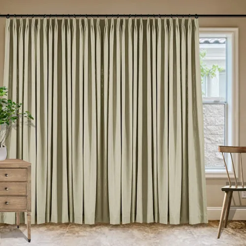 Vista 25 de Frelement Cortinas plisadas de lino de algodón de 100 pulgadas de ancho y 102 pulgadas de largo, cortinas con reducción de ruido para sala