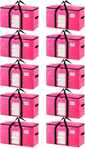 Vista 18 de TAILI - Bolsas de mudanza extra grandes, paquete de 10 bolsas negras resistentes para almacenamiento con ventana visible, asas envolventes