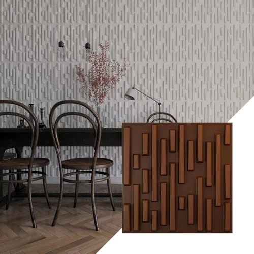 Vista 33 de Ekena Millwork 19 5/8 pulgadas de ancho x 19 5/8 pulgadas de alto, ladrillo escalonado EnduraWall decorativo 3D, cobre envejecido
