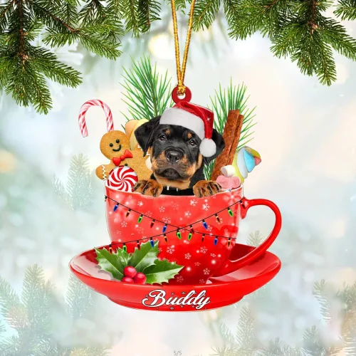 Vista 94 de Alaskan Malamute - Adorno de tetera de perro sentado en una tetera de Navidad, adorno de Navidad con nombre personalizado, adorno de automóvil