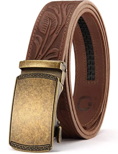 Vista 54 de CHAOREN Cinturón para hombre de cuero con trinquete - Ajuste personalizable, estilo sin esfuerzo (35 mm)