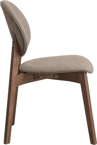 Vista 5 de Acme Hadasa - Silla auxiliar de lino y madera en color marrón y nogal (juego de 2)