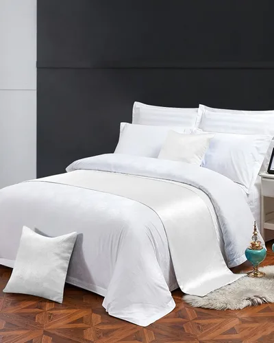 Vista 3 de Caminos de cama blancos para cama de tamaño individual, mantas decorativas para pie de cama, moderno y simple telón de fondo blanco para cama, sofá