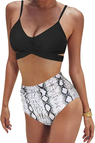 Vista 2 de Trajes de baño para mujer 2023 estampados ropa de playa bikini de dos piezas halter sexy traje de baño ajustado