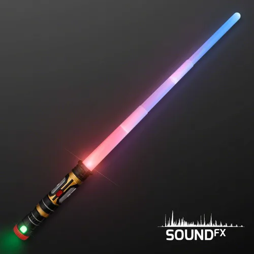Vista 4 de FlashingBlinkyLights Sable de luz expandible multicolor con sonido activado por movimiento y efectos de luz