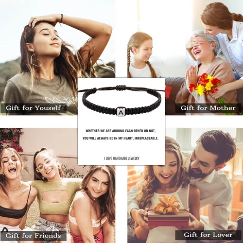 Vista 54 de Pulseras hechas a mano, pulseras para mujeres y hombres, pulsera ajustable con inicial, regalos de joyería para mamá, esposa, novia, ella, amigos