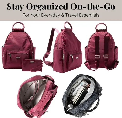 Vista 49 de Baggallini Mochila todo el día para mujer con pulsera de teléfono RFID, Negro, talla única