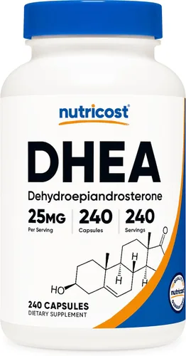 Vista 6 de Nutricost DHEA 25 mg, 120 cápsulas - Sin gluten, sin soya, sin OMG, suplemento