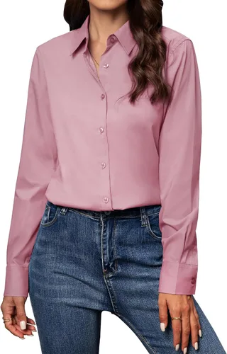 Vista 36 de Camisas con botones para mujer de ajuste clásico, camisa de vestir, camisa de trabajo, de negocios, casual, de manga larga, blusa, tops