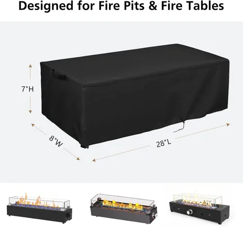 Vista 5 de TheElves Cubierta para hoguera de mesa, 28 x 8 x 8 pulgadas, cubiertas impermeables para hogueras de propano de mesa Heavy Duty Nylon Fabric with