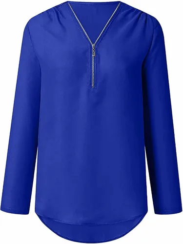 Vista 4 de Blusas de manga corta para mujer, con cuello en V, cuello en V, de gasa, estilo casual, unicolor, holgadas