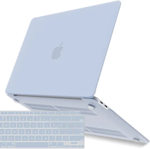 Vista 32 de IBENZER Compatible con Nuevo MacBook Air de 13 pulgadas Funda 2022 2021 2020 M1 A2337 A2179 A1932, Carcasa Rígida de Plástico con Cubierta de azul