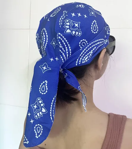 Vista 2 de RichLuner 8 Pieces Do Rag Skull Summer Cap Cooling Helmet Liner Sweat Wicking Head Wraps Bandana for MenWomen