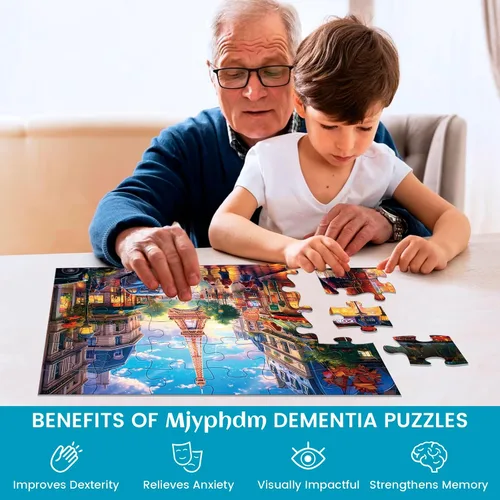 Vista 6 de Paquete de 6 rompecabezas grandes de 36 piezas para personas mayores, rompecabezas de demencia para adultos mayores, rompecabezas para adultos