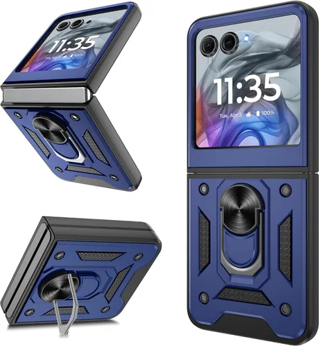 Vista 17 de Funda protectora para Motorola Razr+ Plus 2024/Razr+ Plus 2025, resistente a prueba de golpes con rotación de 360° con soporte de metal