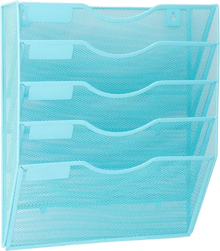 Vista 13 de EASEPRES Organizador de archivos de malla de 3 bolsillos para colgar en la pared, carpeta de papel para correo montada en la pared, organizador