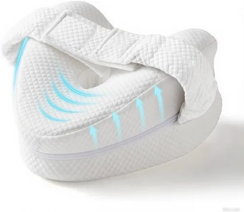 Vista 9 de Almohada de rodilla de espuma viscoelástica para personas que duermen de lado, dolor de cadera con correa ajustable, almohada entre las piernas