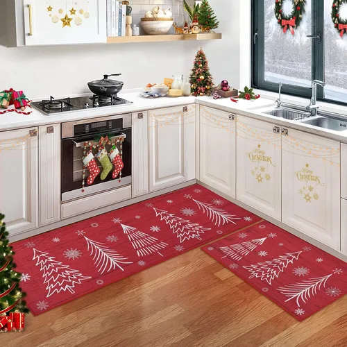 Vista 8 de CAROMIO Tapete de cocina de Navidad, lavable, antideslizante, tapete decorativo de Navidad, tapete antideslizante para fregadero de lavandería, 17 x