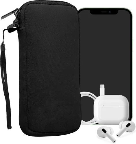 Vista 22 de kwmobile Bolsa de neopreno para teléfono tamaño XXS - 3/3,5 pulgadas - Mini bolsa universal para celular con cremallera, correa para la muñeca