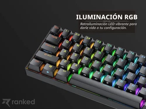Vista 8 de Ranked S60 Supernova 60% Factor de Forma Teclado Mecánico de Gaming con Intercambio en Caliente 61 Teclas Retroiluminado LED RGB Multicolor