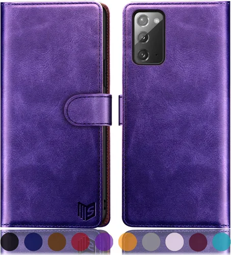 Vista 11 de SUANPOT Funda de piel tipo cartera para Samsung Galaxy Note 20 5G de 6.7 pulgadas con bloqueo RFID, tarjetero para tarjetas de crédito, funda