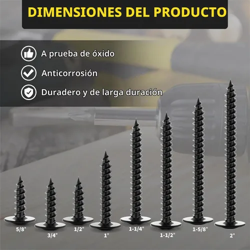 Vista 3 de Tornillos para Madera de 1 Pulgada, 110 PCS FIXLINK Premium Tornillos para Madera Negros con Cabeza Truss Phillips, Autorroscantes de Electroforesis