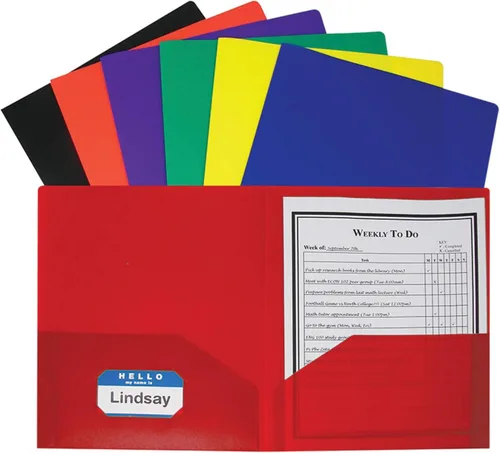 Vista 7 de Portafolios de poliéster pesado con dos compartimentos, de C-Line, Colores Variados Paquete de 10
