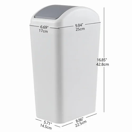 Vista 2 de Bote de basura de 3 galones con tapa abatible, cubo de basura de plástico con tapa abatible (gris)