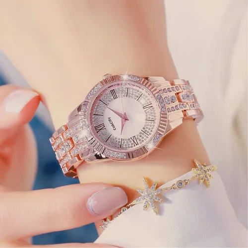 Vista 7 de CakCity Reloj de cuarzo analógico para mujer, con esfera de diamantes, reloj de pulsera casual para mujer