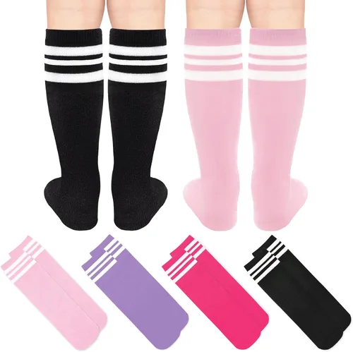 Vista 5 de qikqik 4 pares de calcetines de fútbol para niños pequeños, calcetines de fútbol para niñas y niños, calcetines de béisbol para niños pequeños