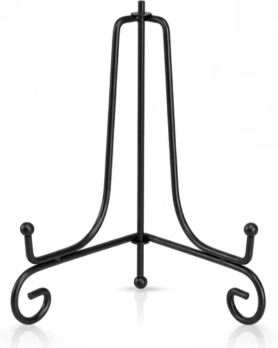 Vista 14 de Paquete de 2 soportes de exhibición de hierro, soporte para fotos de caballete de hierro negro, muestra marcos de fotos, platos decorativos
