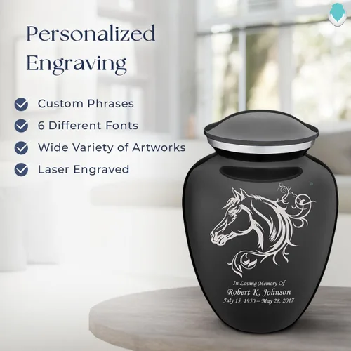 Vista 6 de Geturns Embrace - Urnas de cremación personalizadas para adultos para cenizas humanas, urna funeraria negra grande para hombres y mujeres, 200 libras