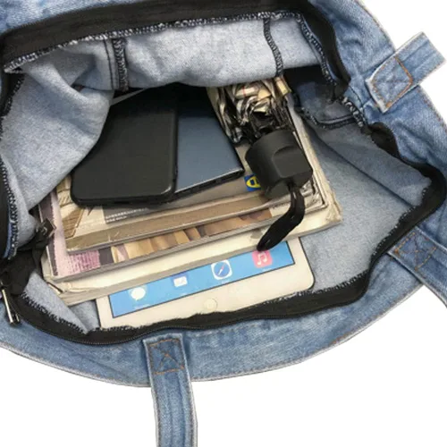 Vista 5 de Yohora Bolso de hombro para mujer, bandolera de mezclilla, estilo hobo, casual, ligero, para trabajo, viajes