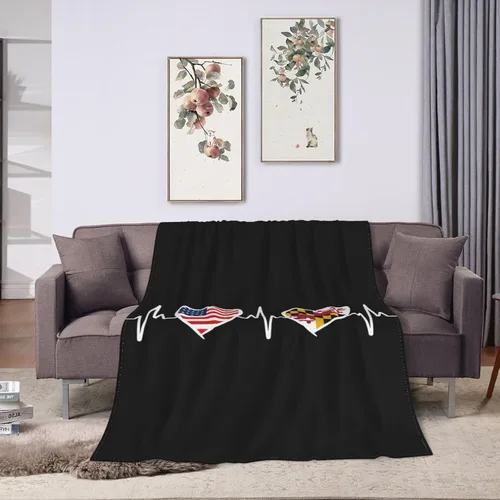 Vista 8 de Manta de franela cálida y ultrasuave con la bandera de Estados Unidos y Maryland, manta negra para todas las estaciones, decoración del hogar
