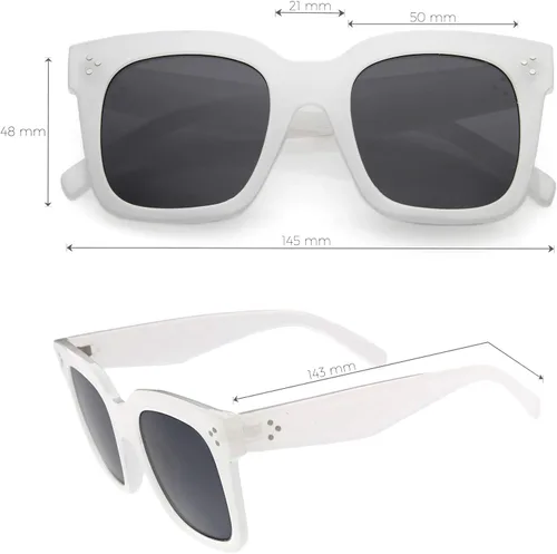 Vista 28 de zeroUV - Gafas de sol cuadradas retro de moda de gran tamaño para mujer estilo vintage 1.969 pulgadas