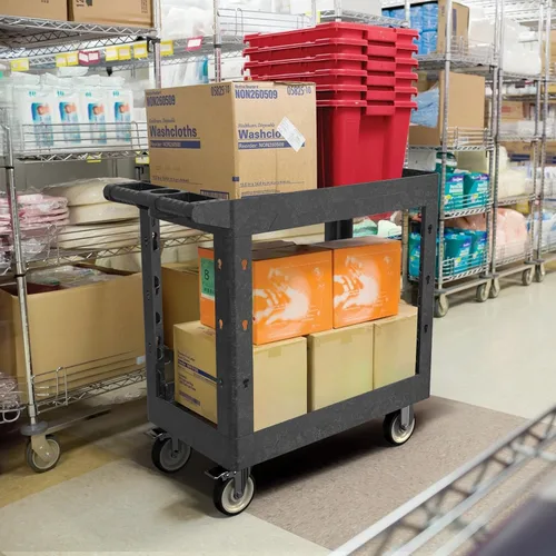 Vista 2 de Carrito utilitario con ruedas, carrito de servicio rodante de capacidad de 1000 libras, carros de trabajo de 34 x 17 pulgadas, carrito