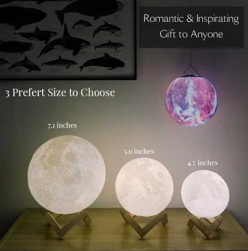 Vista 4 de Lámpara de luna, luz de luna, decoraciones de luna, lámpara fresca, lámparas de luna para adultos, decoración para niños, Acción de Gracias