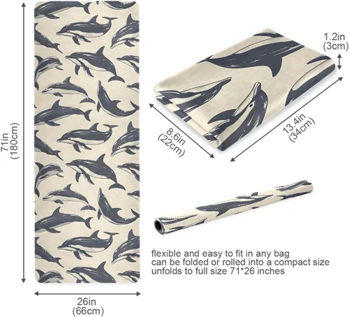 Vista 6 de Dolphins Yoga Mat Non Slip Thick Kids Eco Friendly Rubber Workout Foldable Yoga Mat Women Exercise