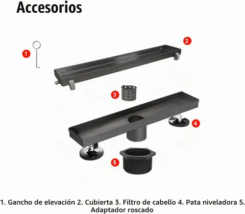 Vista 7 de SaniteModar - Drenaje de ducha lineal de 12 pulgadas, color negro mate con panel de inserción de azulejos AISI 304 - Drenaje rectangular de acero